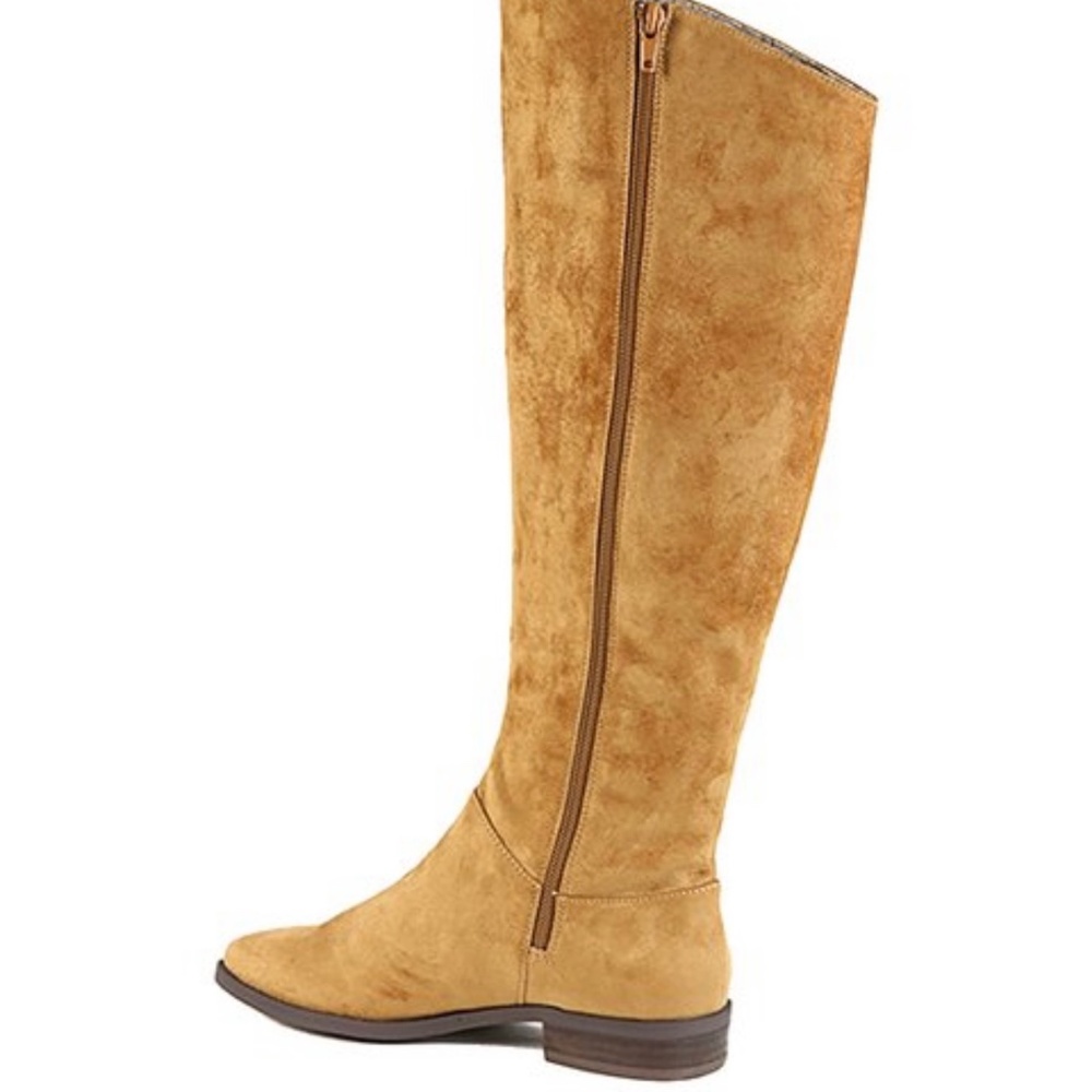New Women's Knee High Boots Band of Gypsies Inner Zipper Tan Sueded Velvet Sz 7